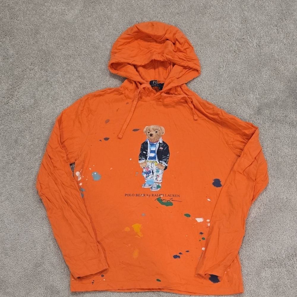 Ralph Lauren Orange Hoodie with Polo Bear